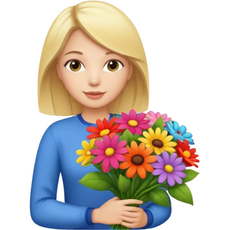 blonde woman with big bouquet of flowers emoji
