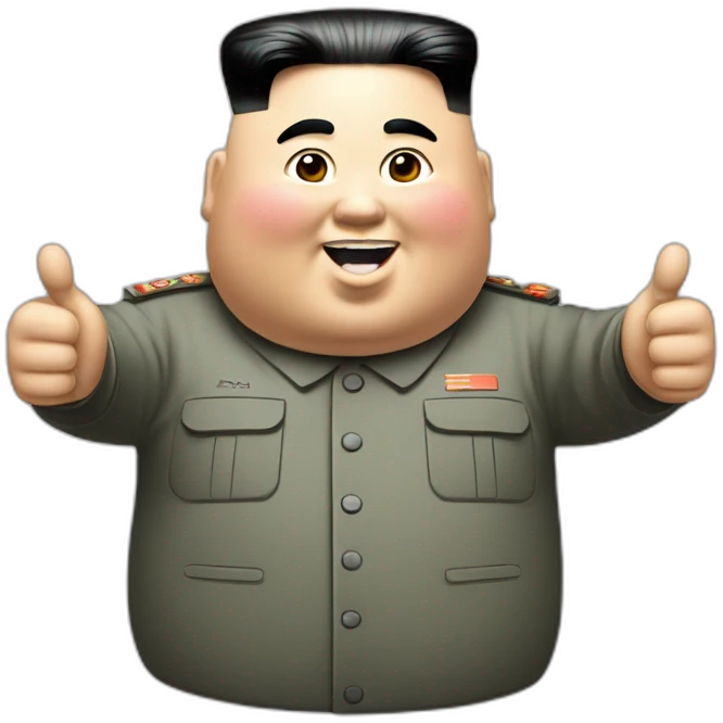 super fat Kim jong un and Nike LOGO and thumbs up emoji