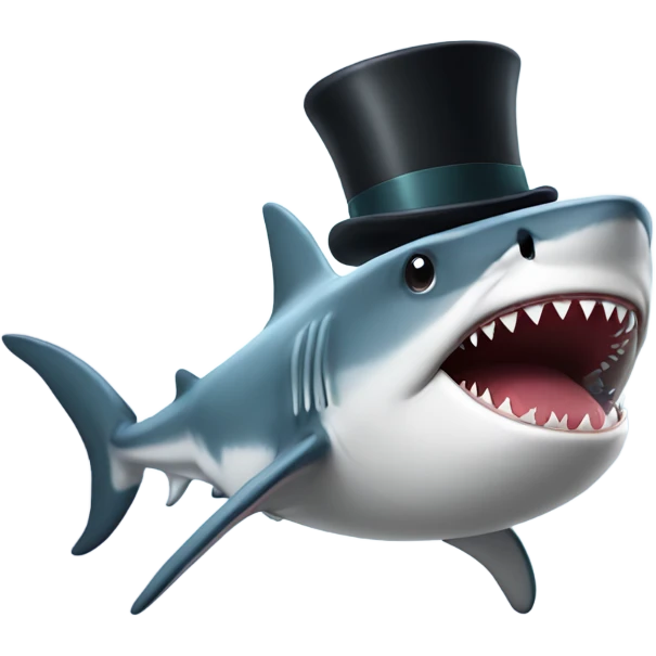 Shark with a top hat emoji