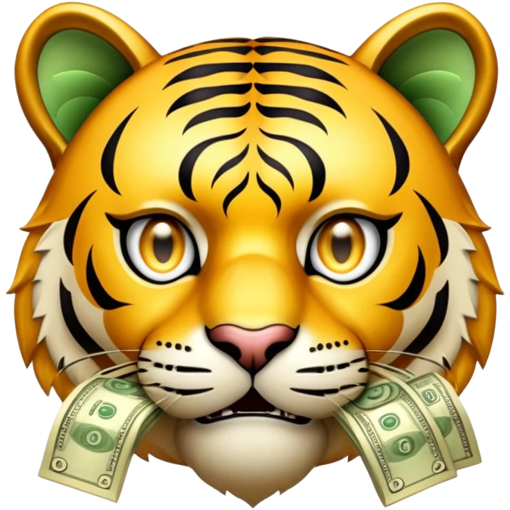 tiger face with money eyes and donation for Twitch emote emoji