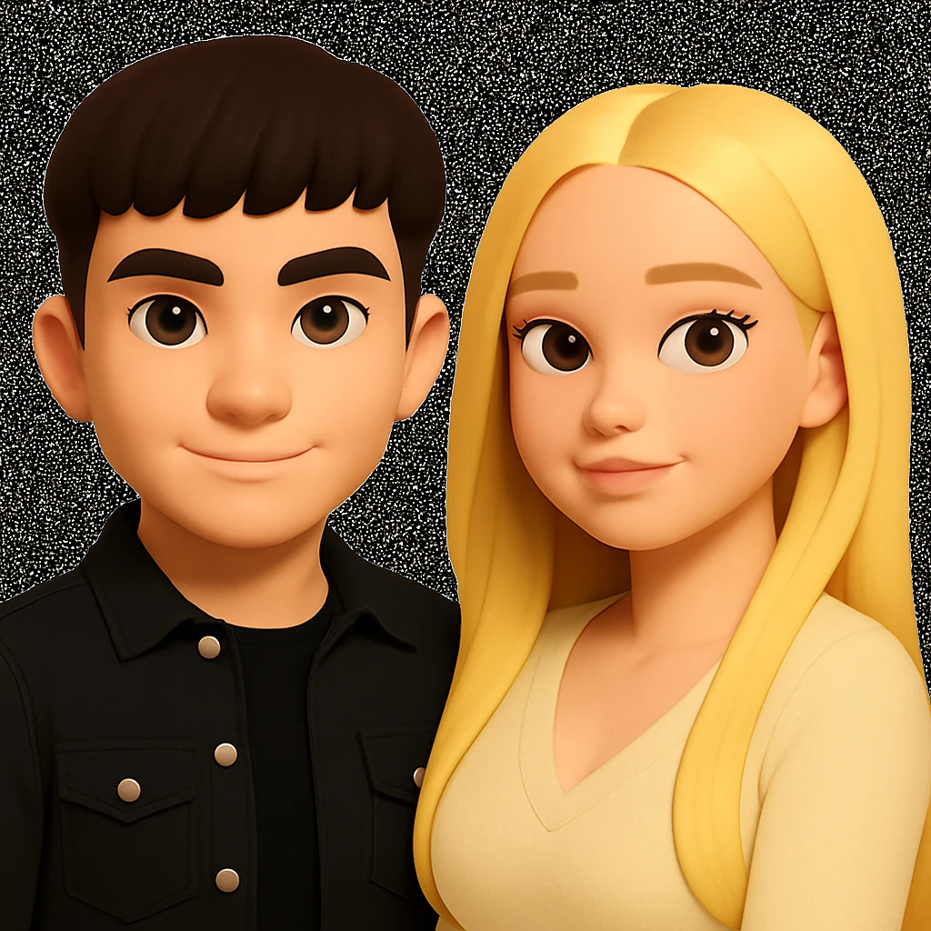 Slightly increase the volume of the upper body of the girl and shift her slightly to the right, preserving the style of the original image. emoji