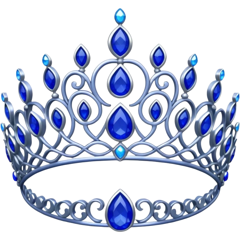 silver and royal blue tiara emoji