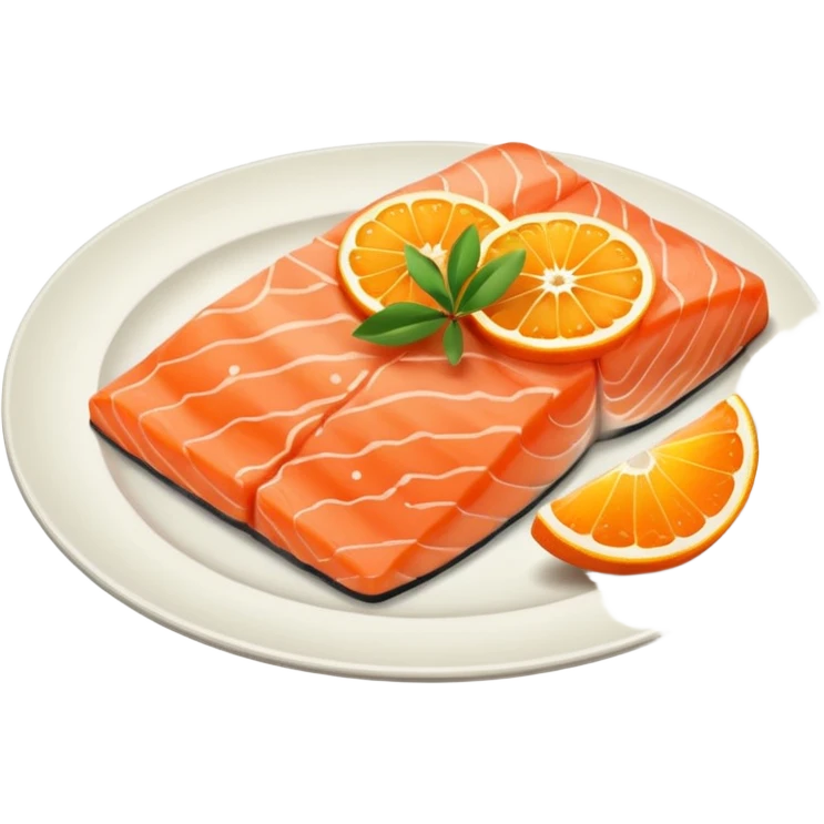 create a Slice of Salmon

Camera angle: slightly elevated top-down view with a gentle bird’s-eye perspective (about 15–20°), identical perspective and scaled do not add anything  on plate only the slice of salmon  emoji
