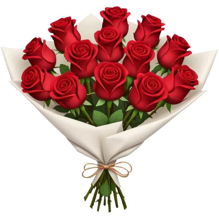 Give me a bouquet of red roses but the red should be of a wine reddish colour and it should be wrapped neatly in a white paper  emoji