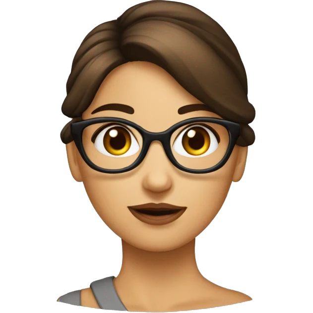 Fille brune au yeux marrons avec des lunettes chignon marron emoji