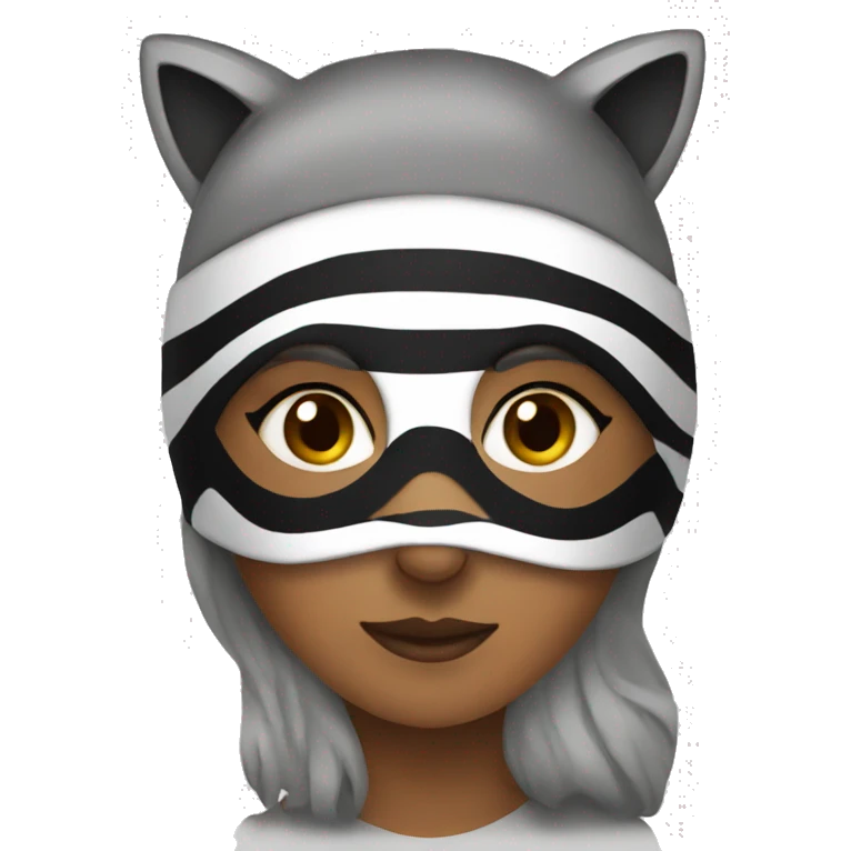 Woman wearing raccoon mask  emoji