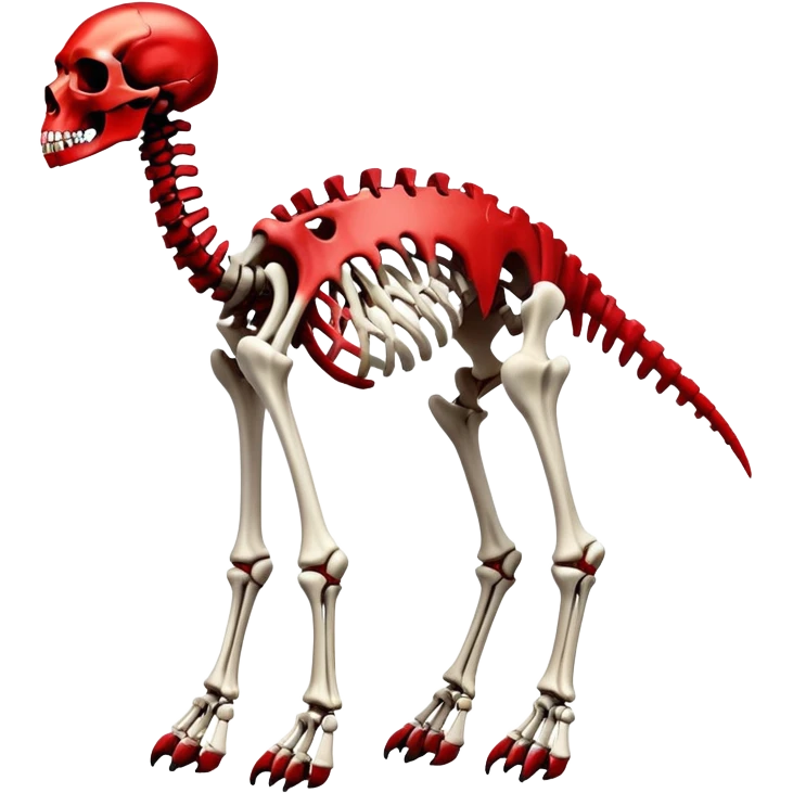 A black and red gradient epic shiny cool edgy skeletal bone animal, full body emoji