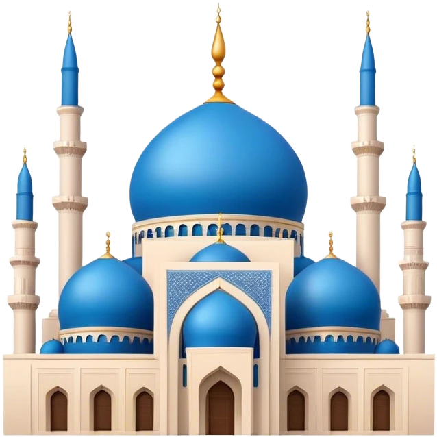 Realistic Mohammad Al-Amin Mosque Landmark Emoji, highlighting its striking blue dome, tall minarets, and elegant Arabic calligraphy. emoji