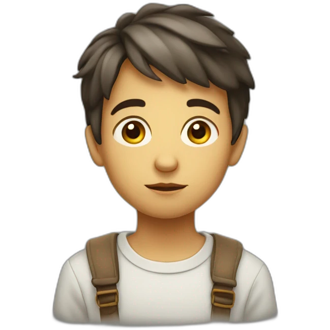 thoughtful and inquisitive young boy, symbolizing intellect, curiosity, and contemplation emoji