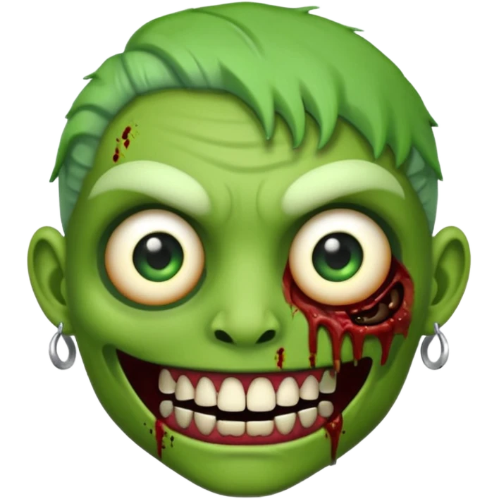 Create a zombie emoji with grillz and earring emoji