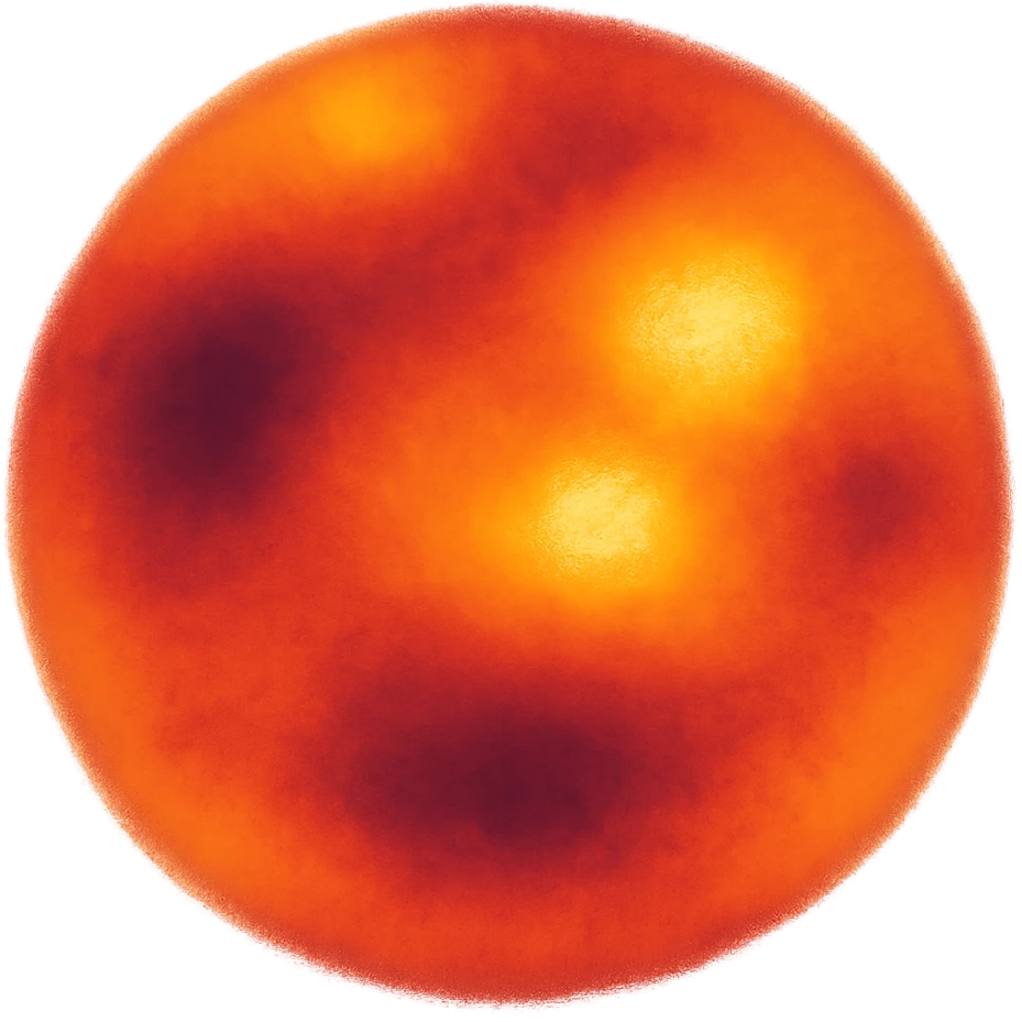 A circle in emoji style with a thermal camera effect, orange color emoji