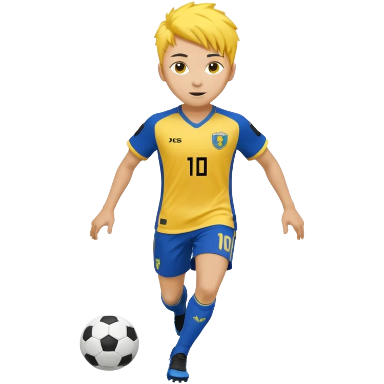 Meguru Bachira from Blue Lock, energetic soccer player with wild yellow and black hair, bright eyes, Blue Lock uniform, dynamic pose emoji