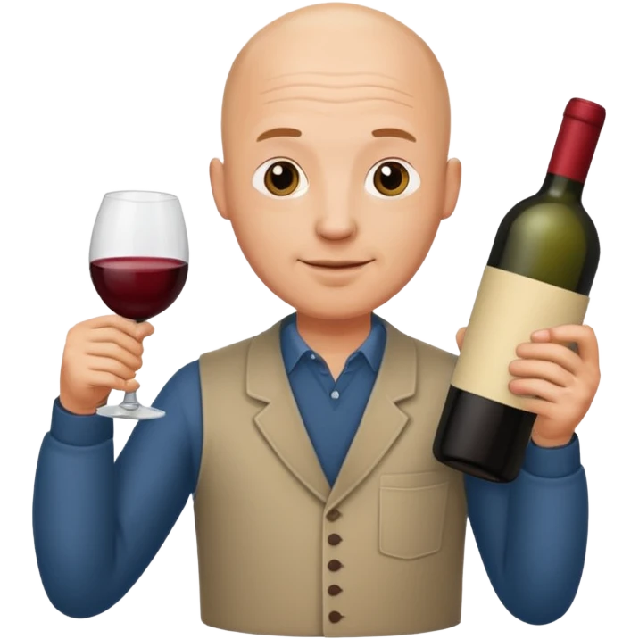 homme chauve avec une bouteille de vin emoji