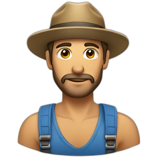 Hombre asombrado con gorra y barba de candado emoji