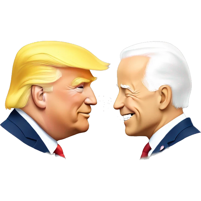 Donald trump and Joe Biden touching noses emoji