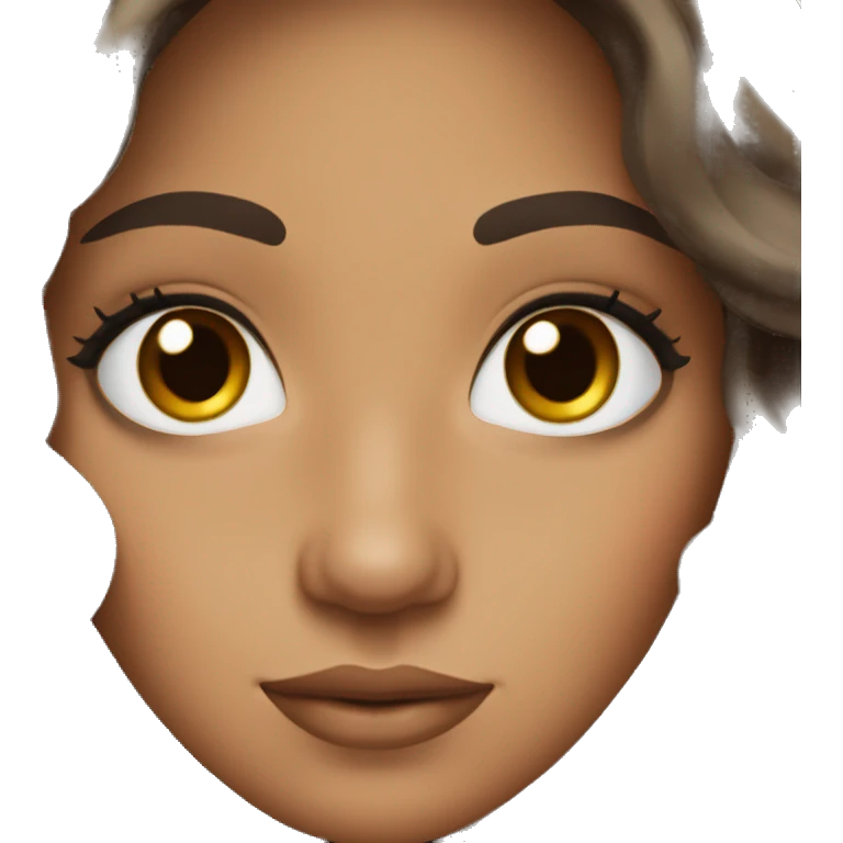 Pretty tan woman with long dark brown wavy hair and dark brown eyes and long lashes emoji