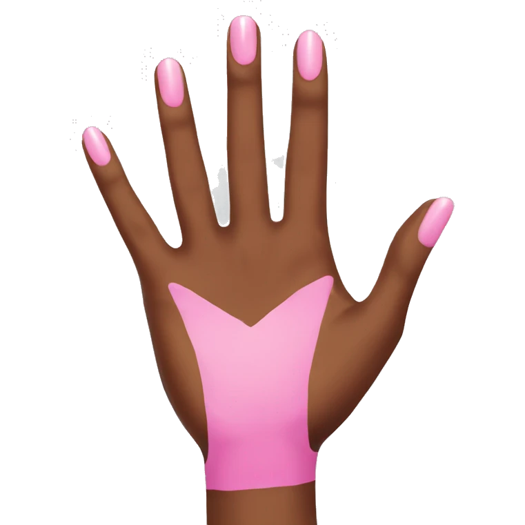 brown skin hand with pink nails  emoji