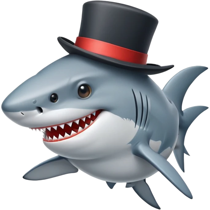Shark with a top hat emoji