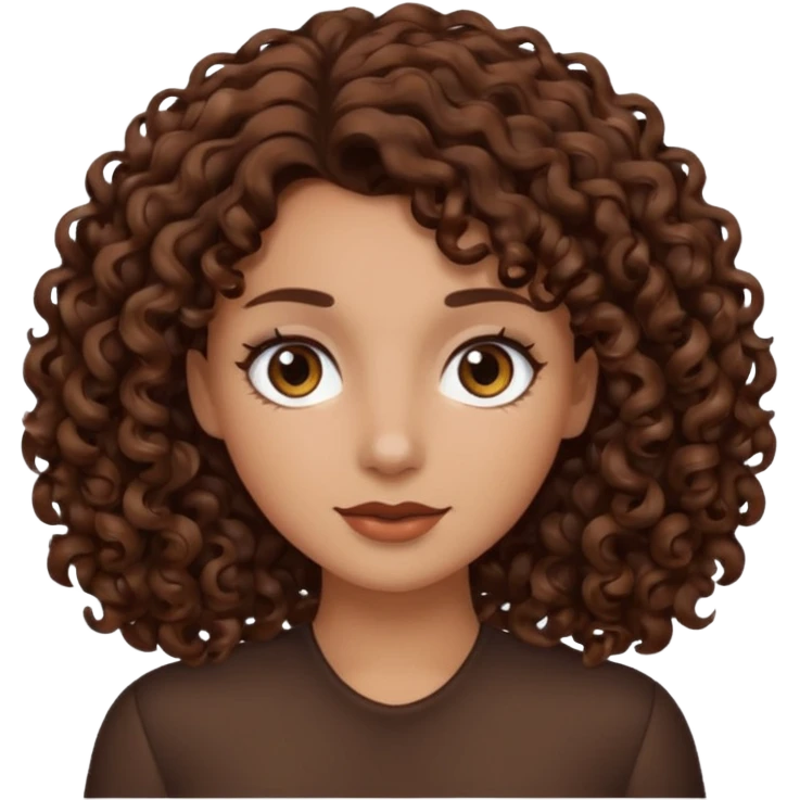Sou morena, meu cabelo cacheado castanho médio escuro e meus olhos é castanho escuro emoji