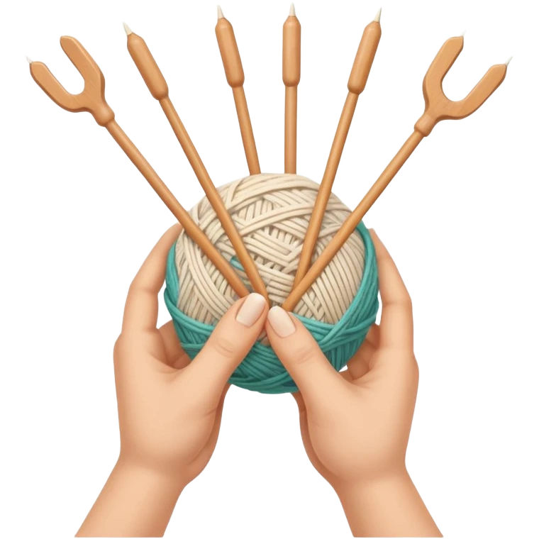 hands holding knitting needles with a ball of knitting thread (without a person's face) emoji