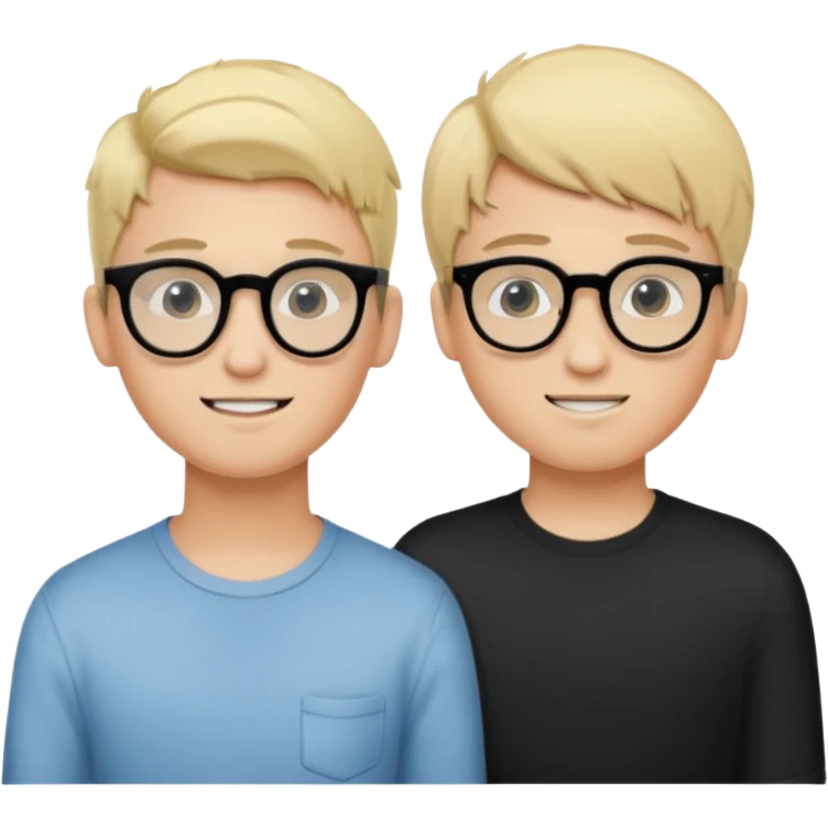 me a boy with braces and with blonde hair and black round glasses and my boyfriend with black hair emoji