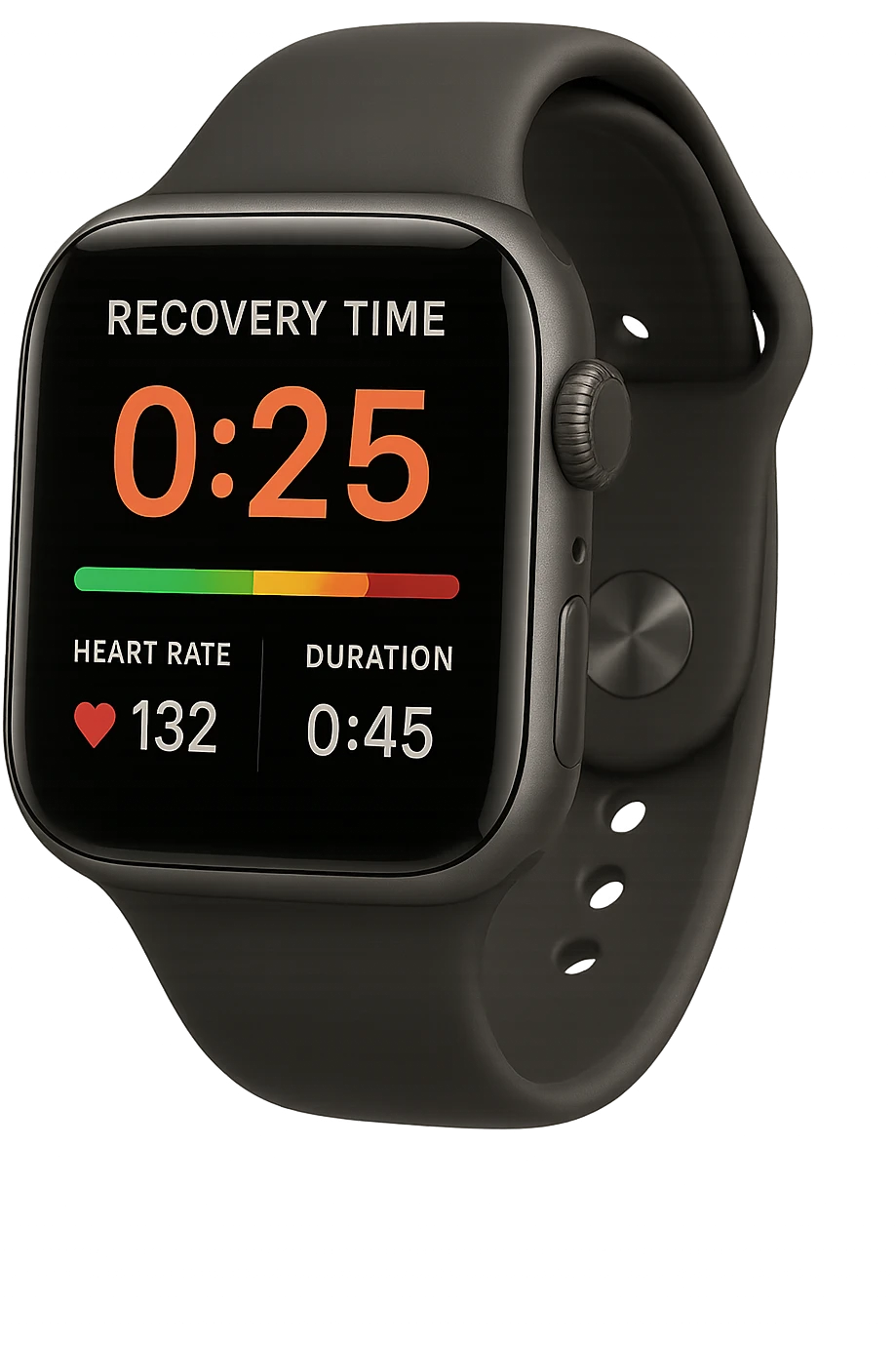smartwatch che misura il tempo di recupero tra una serie e l'altra in allenamento, iperrealistico 4k emoji
