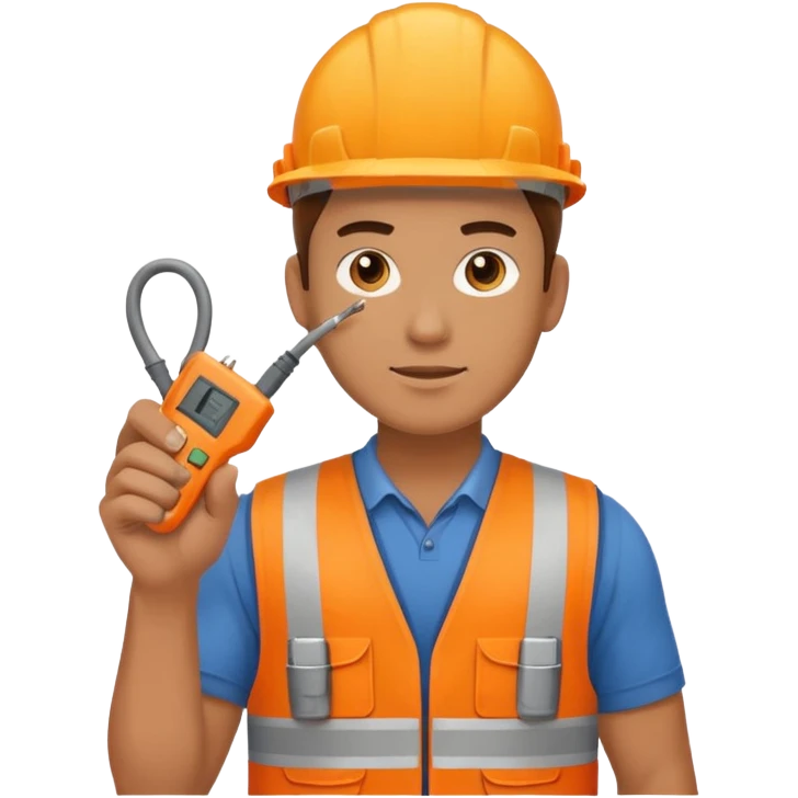 Electrician + cable coil + orange vest, Repair Crew. emoji
