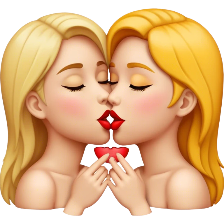 Two girls kissing each other on the lips emoji  emoji