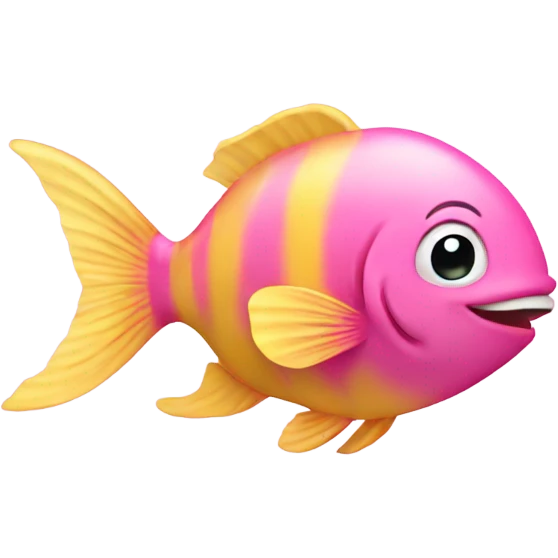 Happy fish in pink and yellow  emoji