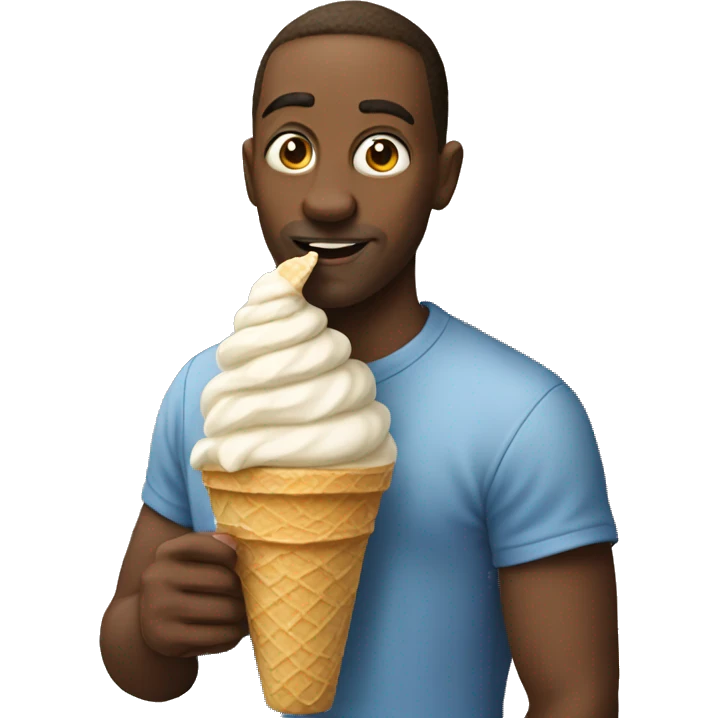 realistic portrait of a male eating ice cream emoji