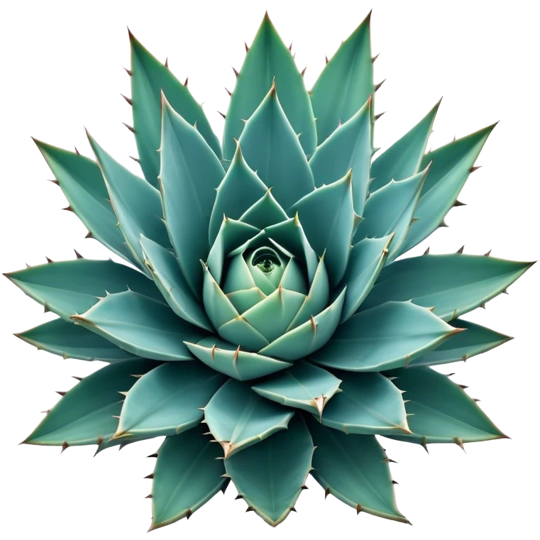 Cinematic Realistic Agave Emoji, Bold and spiky, with long, pointed leaves forming a rosette pattern. The sharp edges and soft blue-green hue exude a sense of rugged beauty and desert resilience. Soft glowing outline, capturing the essence of survival and strength in a striking agave plant! emoji