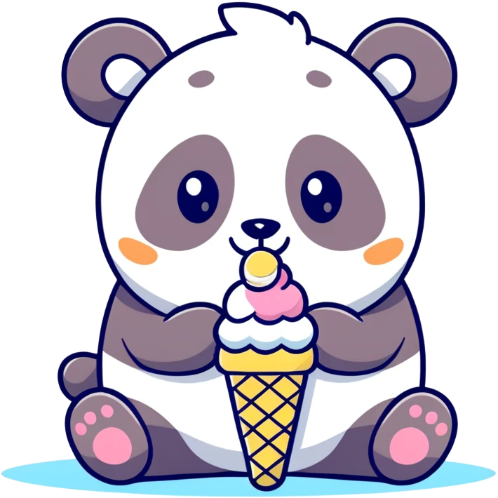 Panda eating ice cream emoji