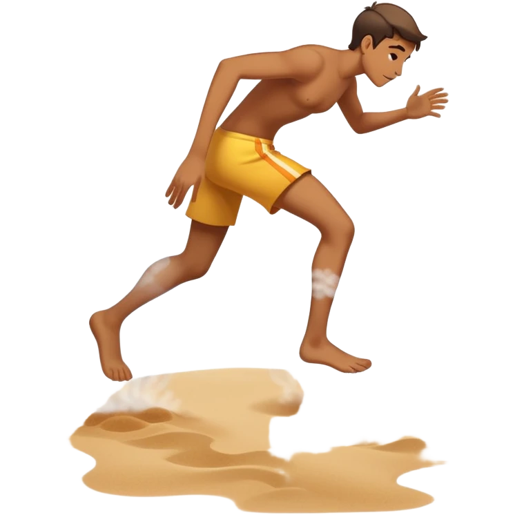 person tiptoeing quickly across extremely hot beach sand with steam rising from their footprints emoji