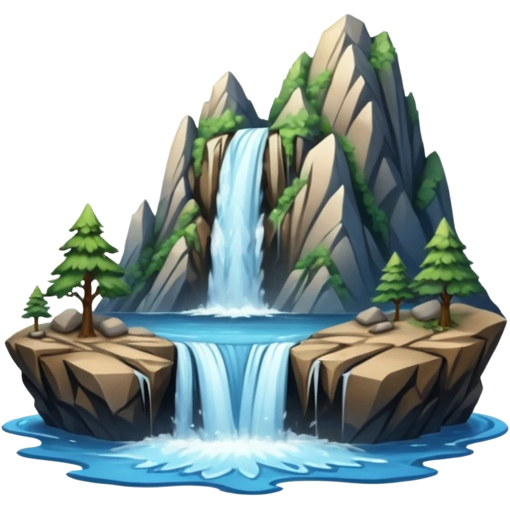 Mountain with flowing waterfall emoji