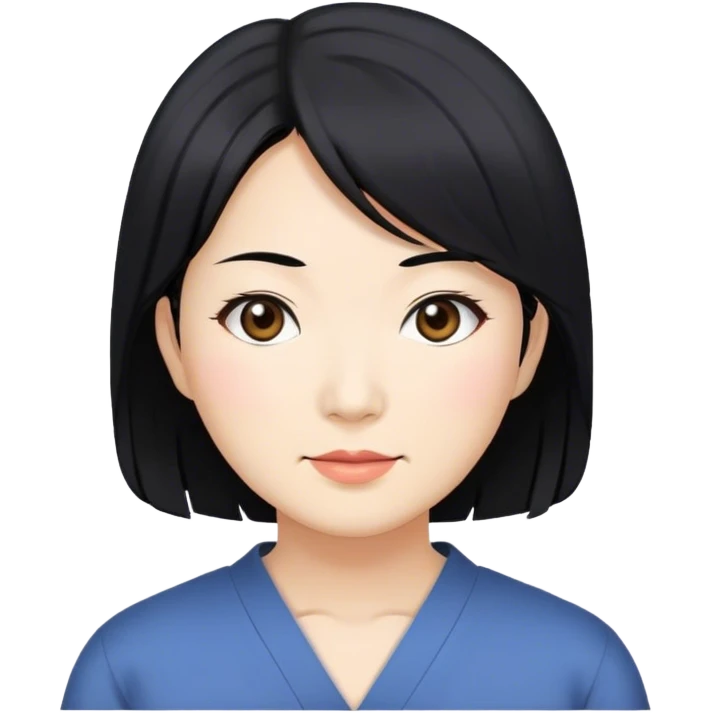 Manga face with Asian middle age woman emoji