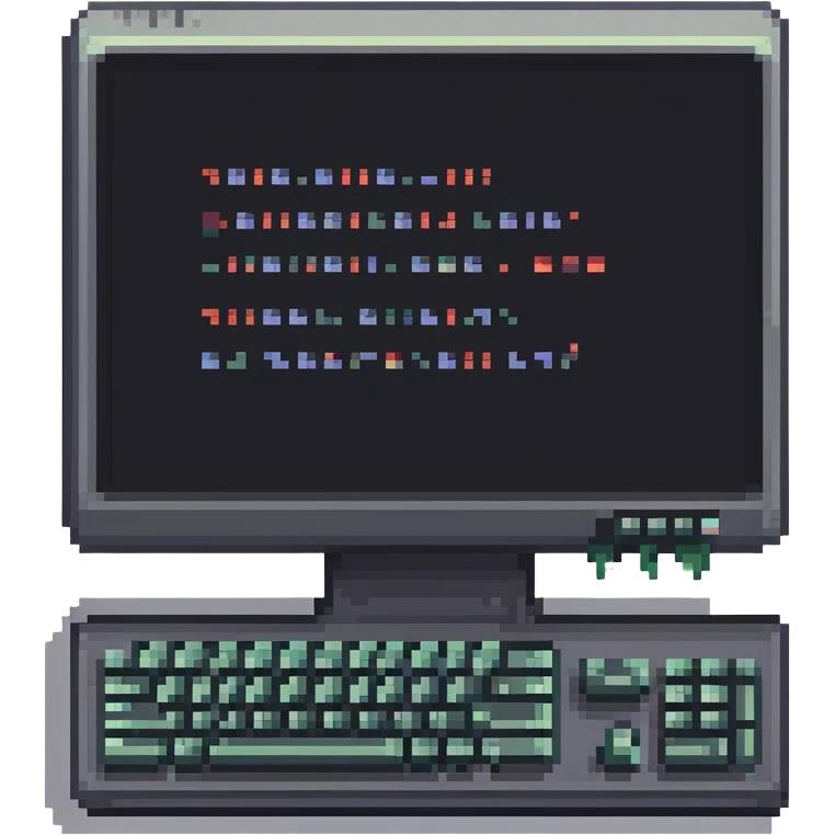 software icon, computer screen with code, pixel art style emoji