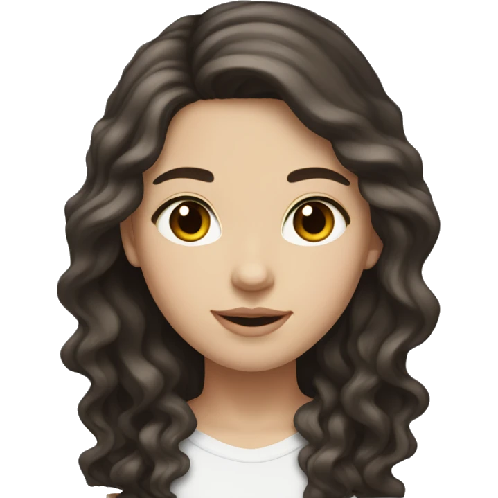 white girl with dark brown wavy hair and brown eyes half asian half white emoji