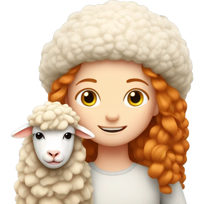 Ginger girl with a sheep  emoji