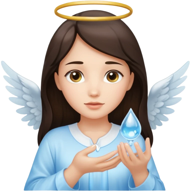 Brunette Angel holding a water droplet  emoji
