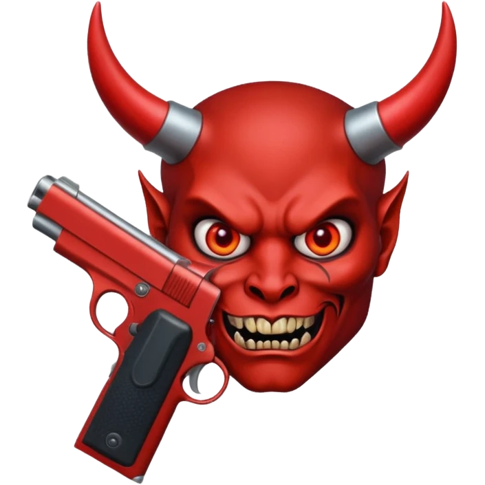 Una cara de diablo  con una pistola emoji