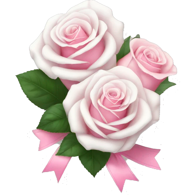 white and pink roses with bow emoji