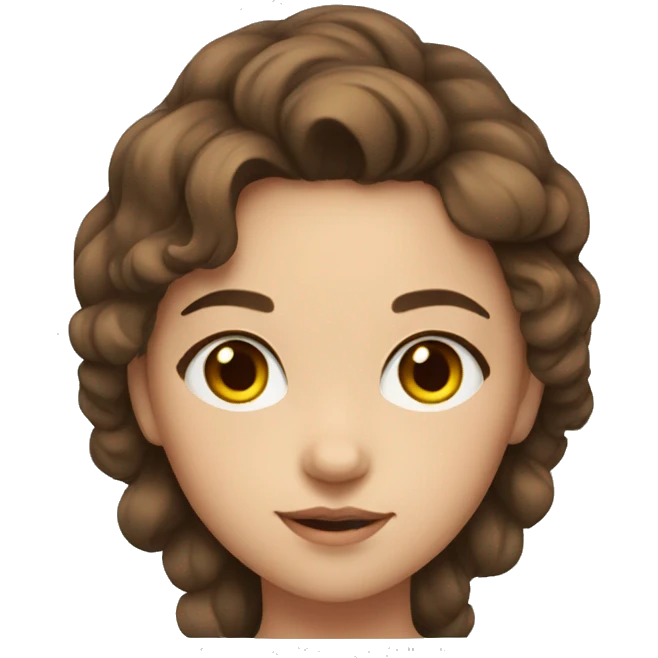 Young girl with slightly curled brown hair, brown eyes emoji