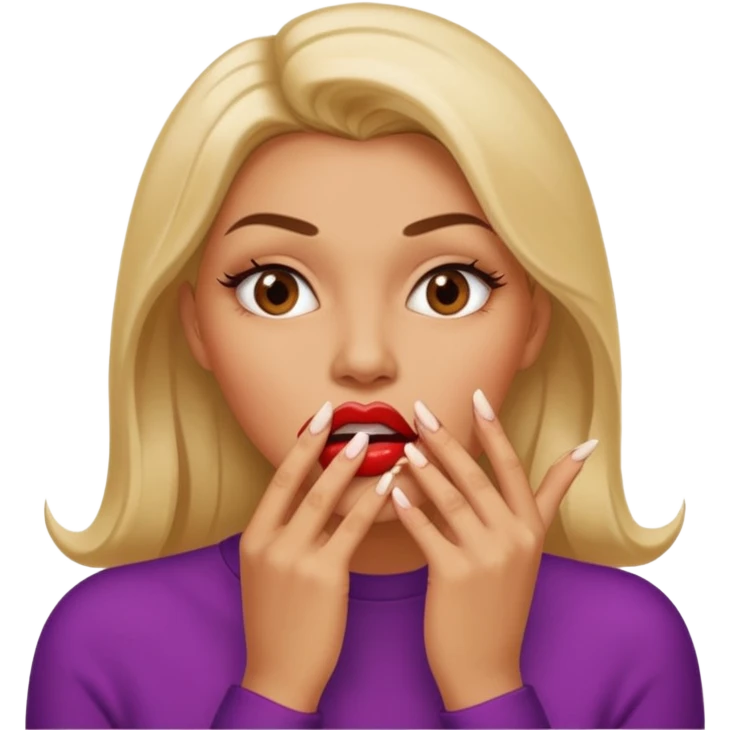 Big lips long nails bestie circle head biting her nails  emoji