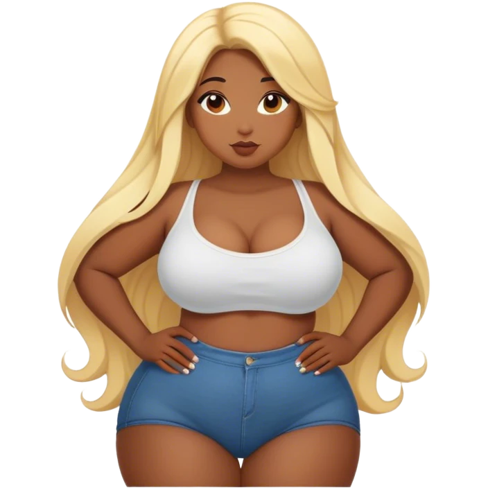 Curvy, blonde long hair, sfw intimate pose black girl  emoji