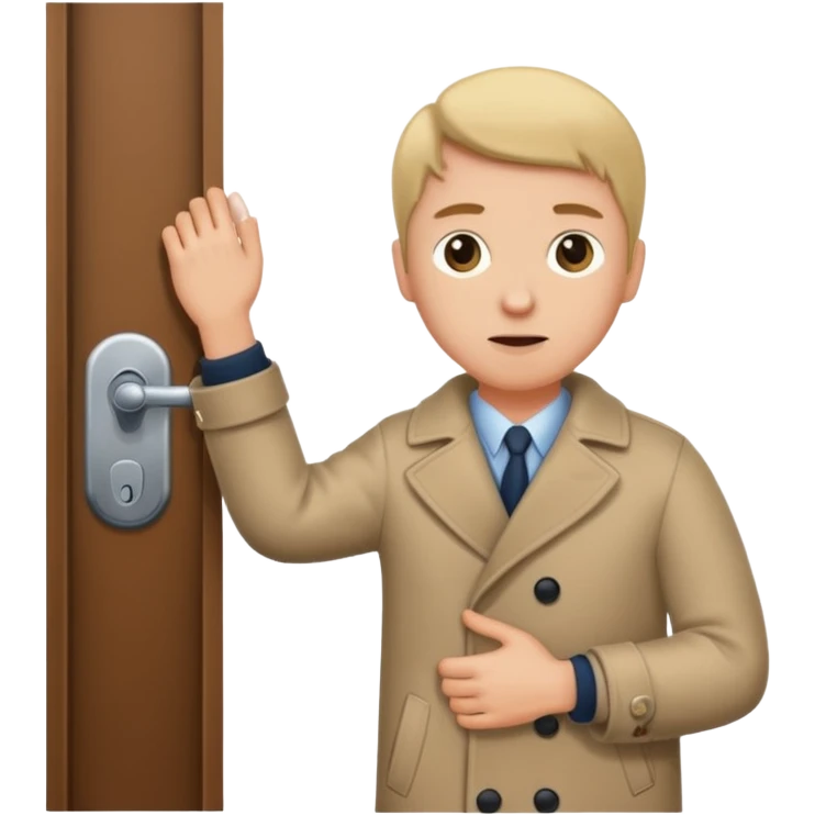 человек зацепился локтем кофты о дверную ручку emoji