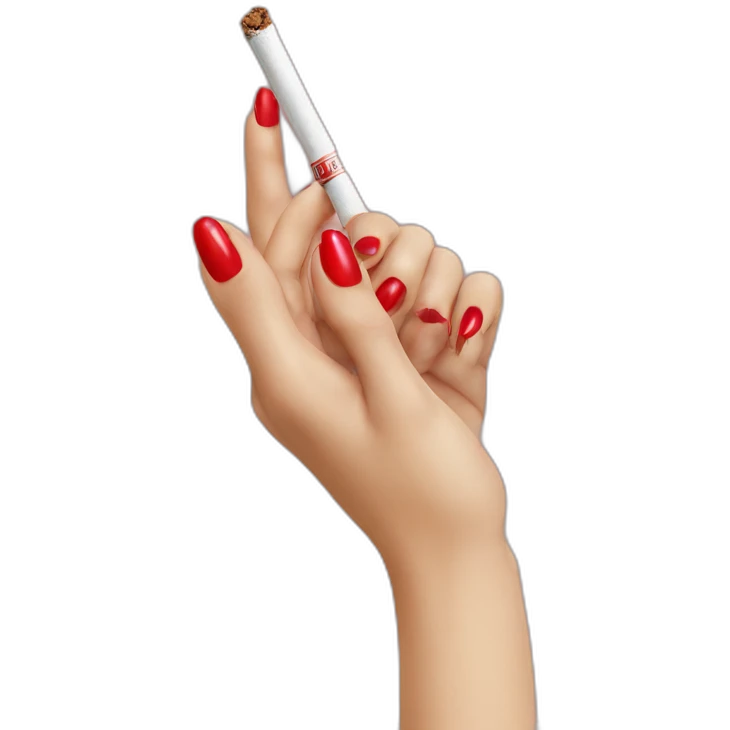 hand red nails rolling cigarette emoji