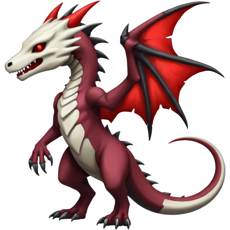 Shiny White Evil Glowing Eldritch Marowak-Salandit-Duskull-Darkdramon-fusion with bloody red markings emoji