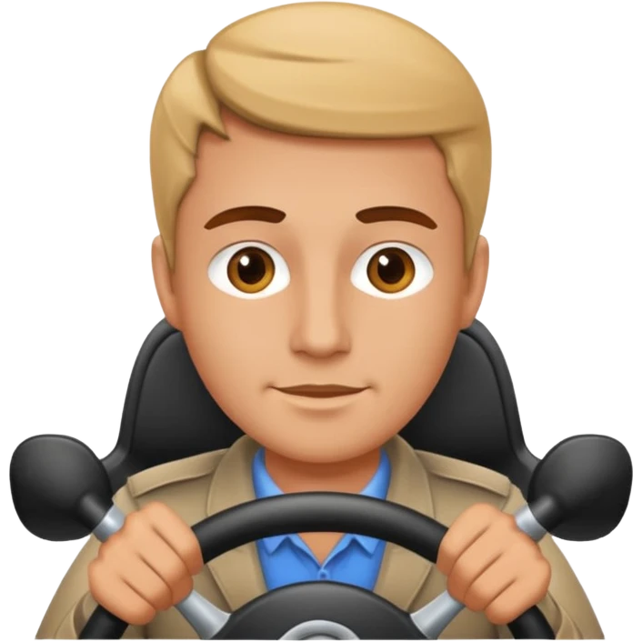 driver with simple face at steering wheel emoji
