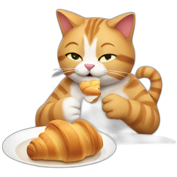 cat eating croissant emoji