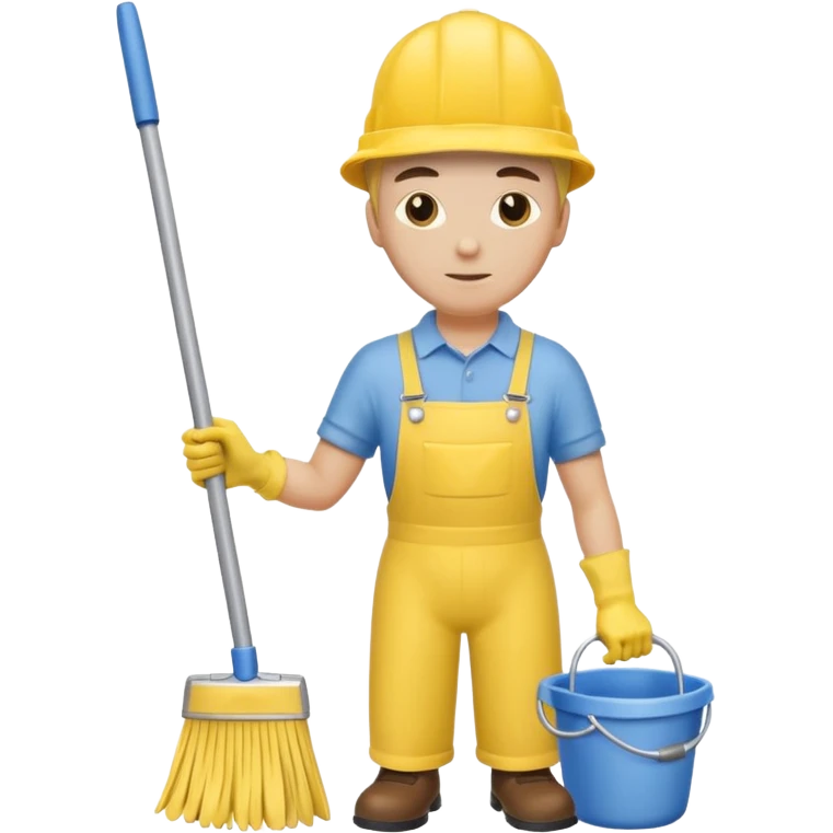 Custodian with yellow rubber gloves, mop emoji